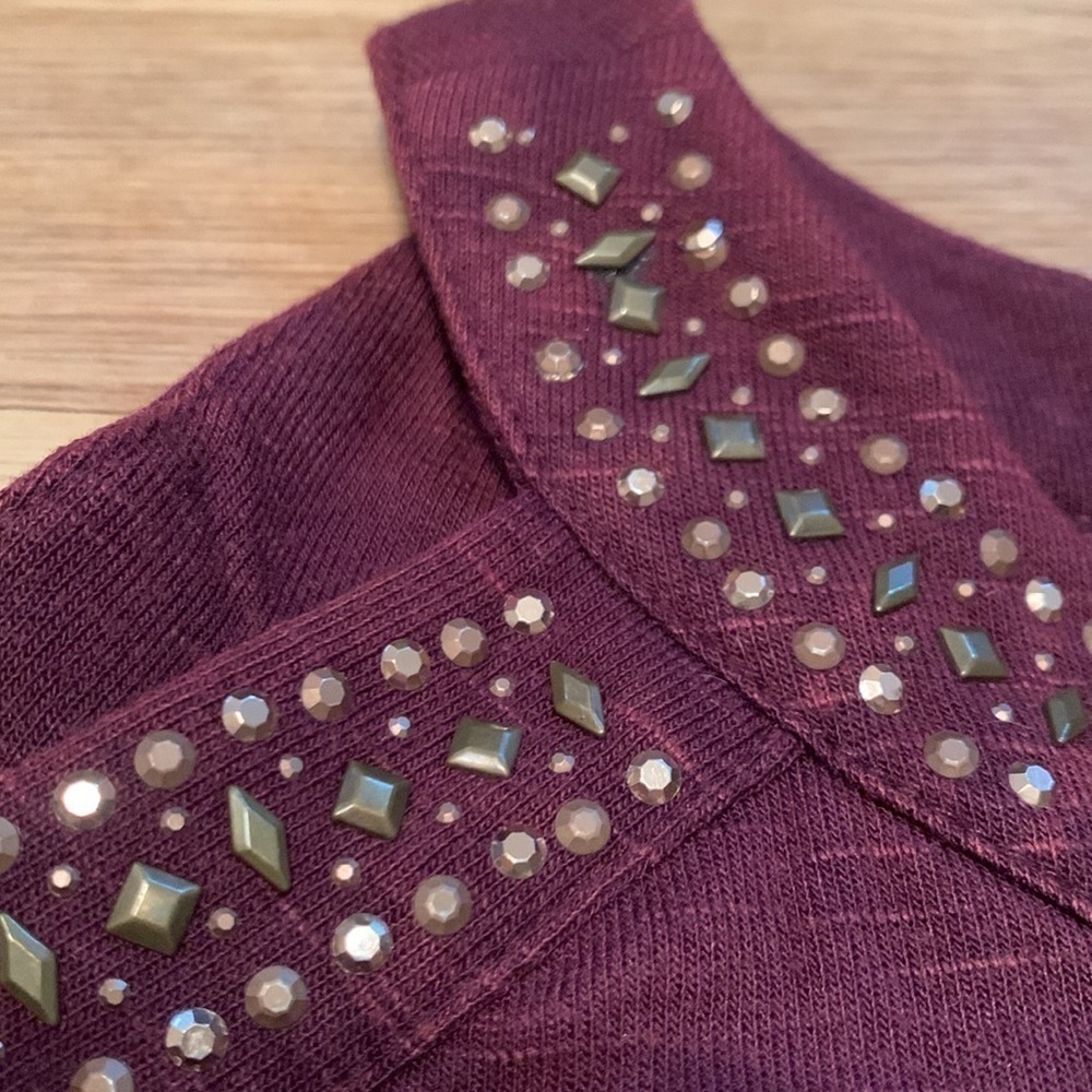 Knox Rose Studded Cold Shoulder Long Sleeve Maroon Blouse Women’s S - Picture 6 of 14